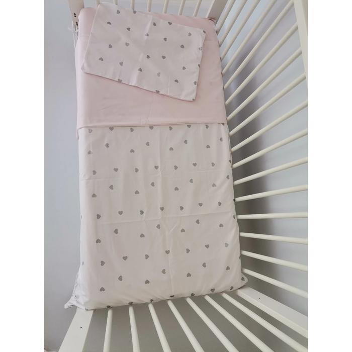 Nevresim takımı gümüş kalpli ve v86 pudra poplin