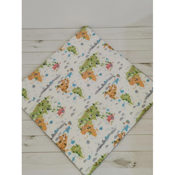 Oyun matı kare  sevimli hayvanlar dünya haritalı sarı biyeli