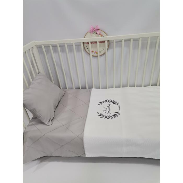 Pike takımı 6 parça baklava desenli pike - gri poplin