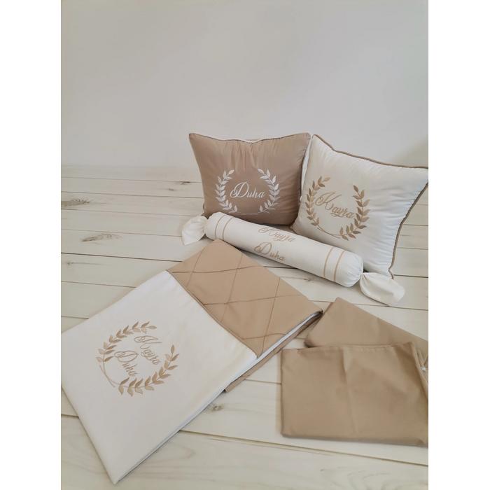 Pike takımı 6 parça baklava desenli pike - bej poplin