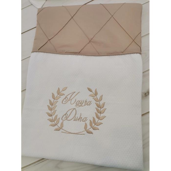 Pike takımı 6 parça baklava desenli pike - bej poplin