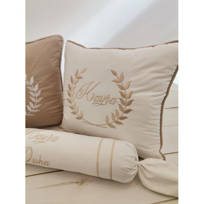 Pike takımı 6 parça baklava desenli pike - bej poplin