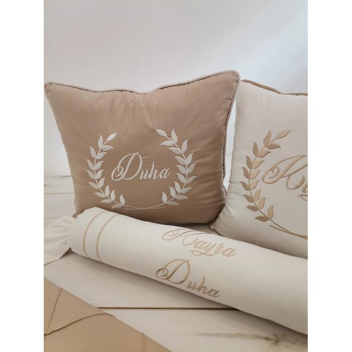 Pike takımı 6 parça baklava desenli pike - bej poplin