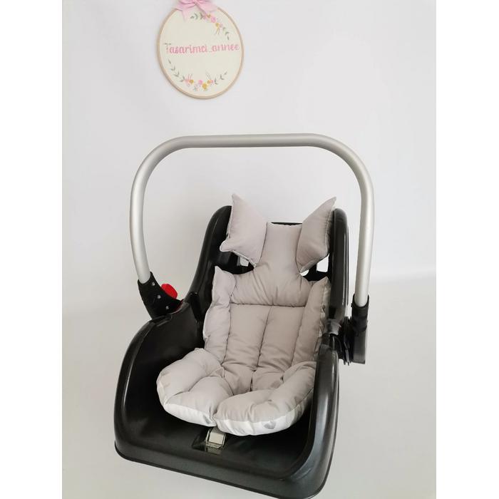 PUSET İÇİ MİNDERİ  GÜMÜŞ KALPLİ POPLİN - V15 GRİ POPLİN