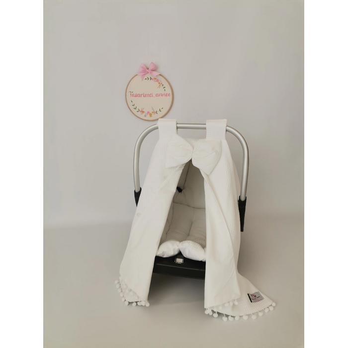 Puset örtüsü beyaz waffle pike - beyaz poplin