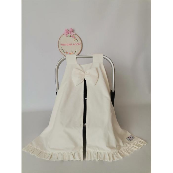 Puset örtüsü fırfırlı krem poplin