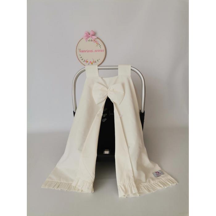 Puset örtüsü fırfırlı krem poplin