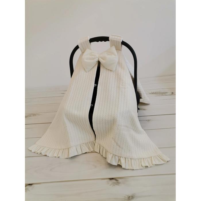 Puset örtüsü fırfırlı krem örgü pike - v3 krem poplin