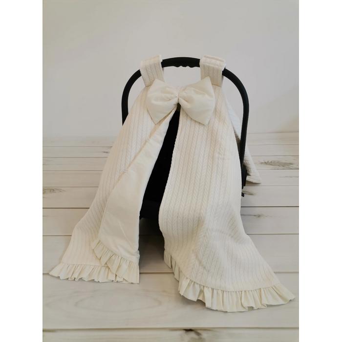 Puset örtüsü fırfırlı krem örgü pike - v3 krem poplin