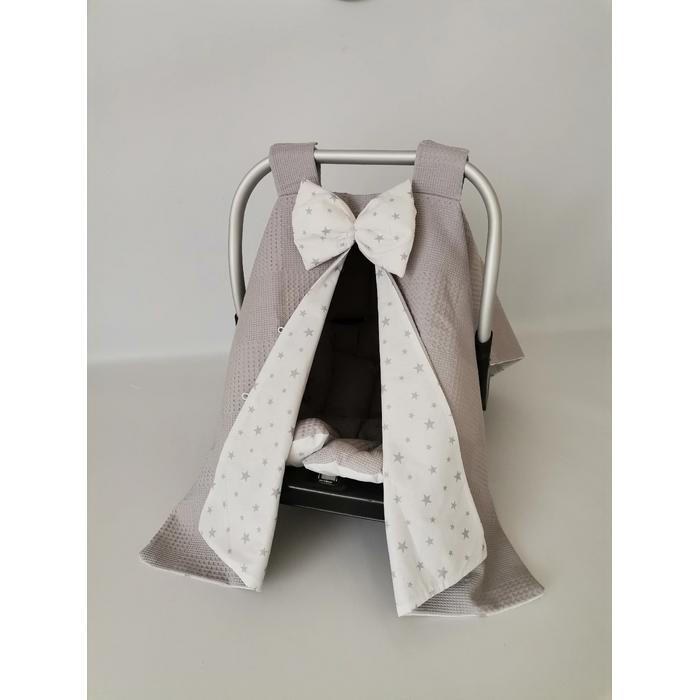 Puset örtüsü gri waffle pike - gri yıldızlı poplin