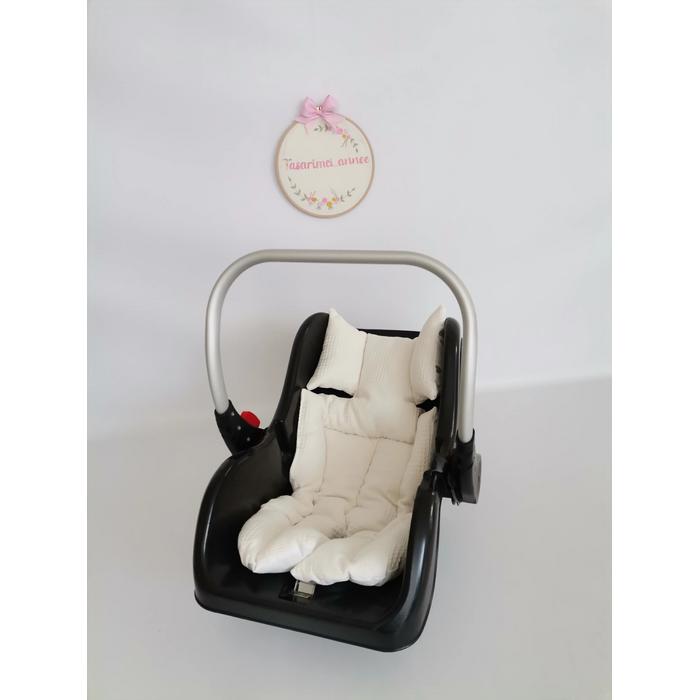 Puset örtüsü yandan fiyonklu krem waffle pike - gümüş kalpli poplin