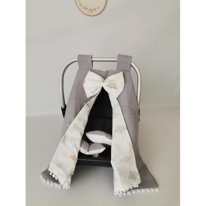 PUSET ÖRTÜSÜ KOYU GRİ KLASİK PİKE - GÖKKUŞAKLI POPLIN