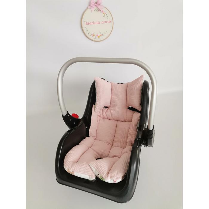 Puset örtüsü pudra pembe waffle pike - karacalı müslin