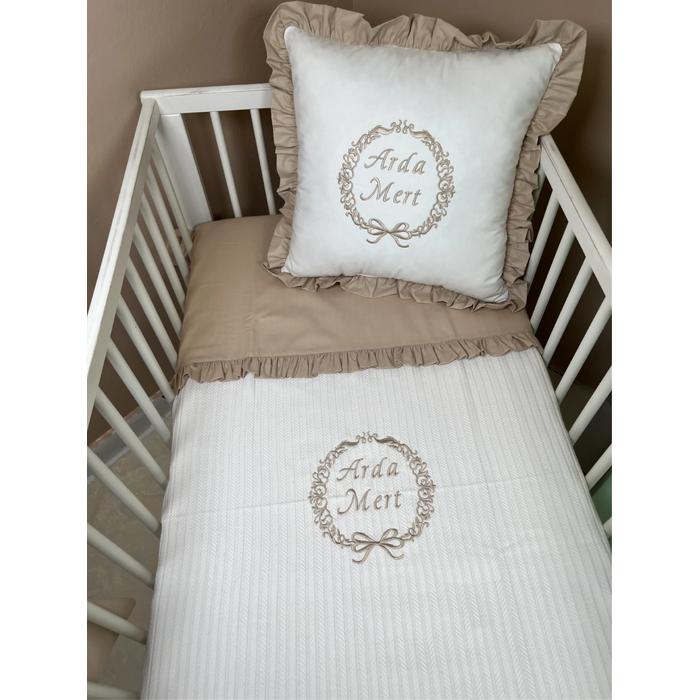 Pike takımı 4 parça krem örgü pike - bej poplin 2