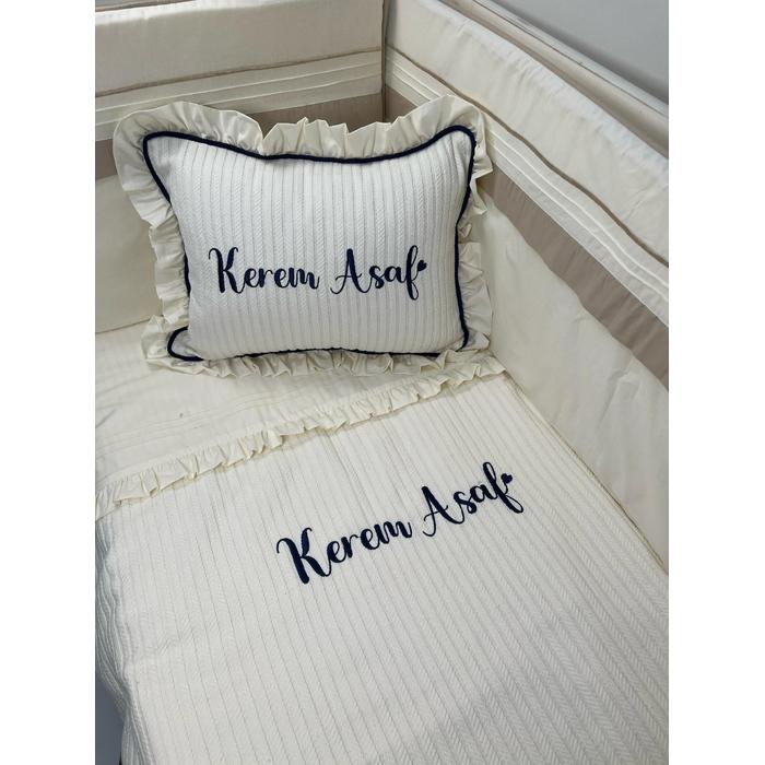 Pike takımı 4 parça krem örgü pike - krem poplin 1