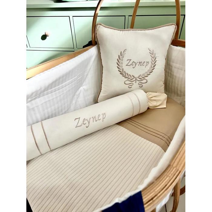 Pike takımı 5 parça krem örgü pike - bej poplin 3