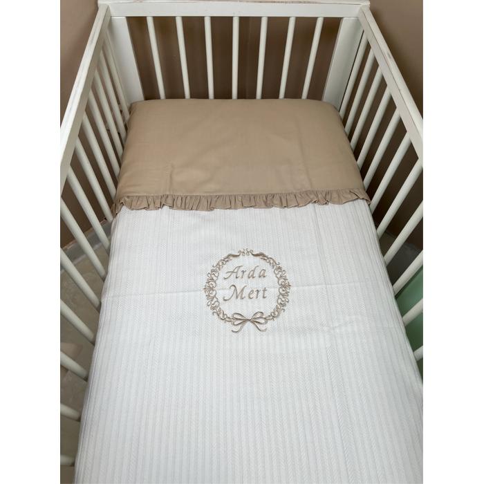 Pike takımı 4 parça krem örgü pike - bej poplin 2