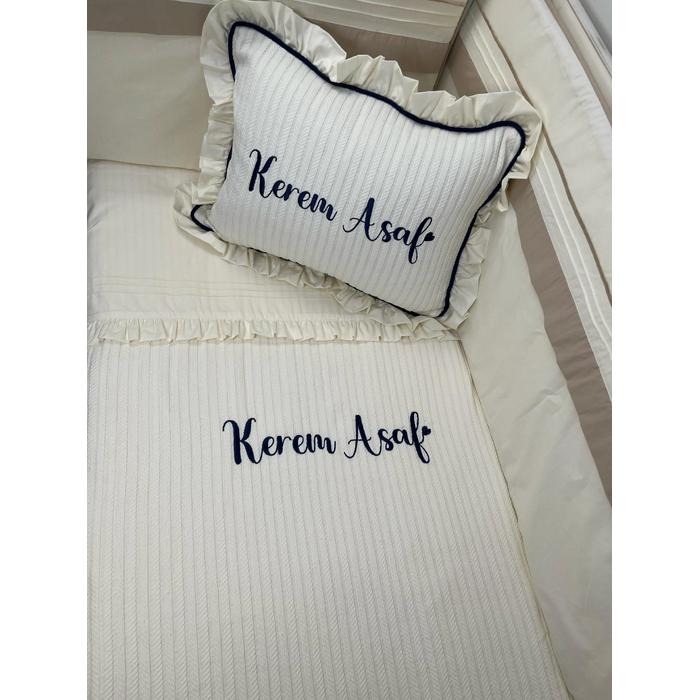 Pike takımı 4 parça krem örgü pike - krem poplin 1