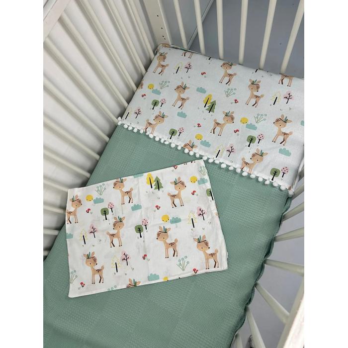 Pike takımı 3 parça yeşil waffle pike - karacalı poplin