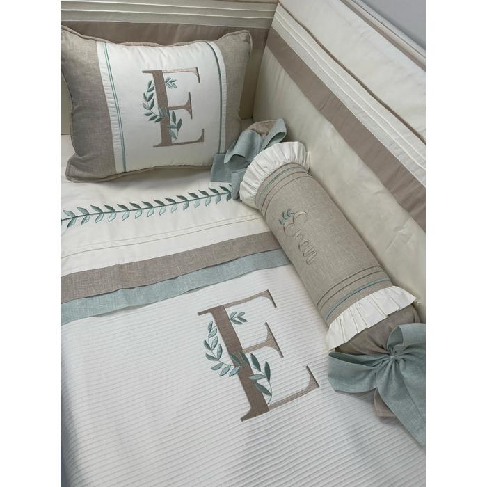 Pike takımı 5 parça krem fitilli pike - bej isviçre keten