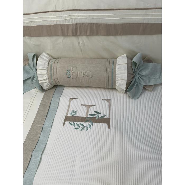 Pike takımı 5 parça krem fitilli pike - bej isviçre keten