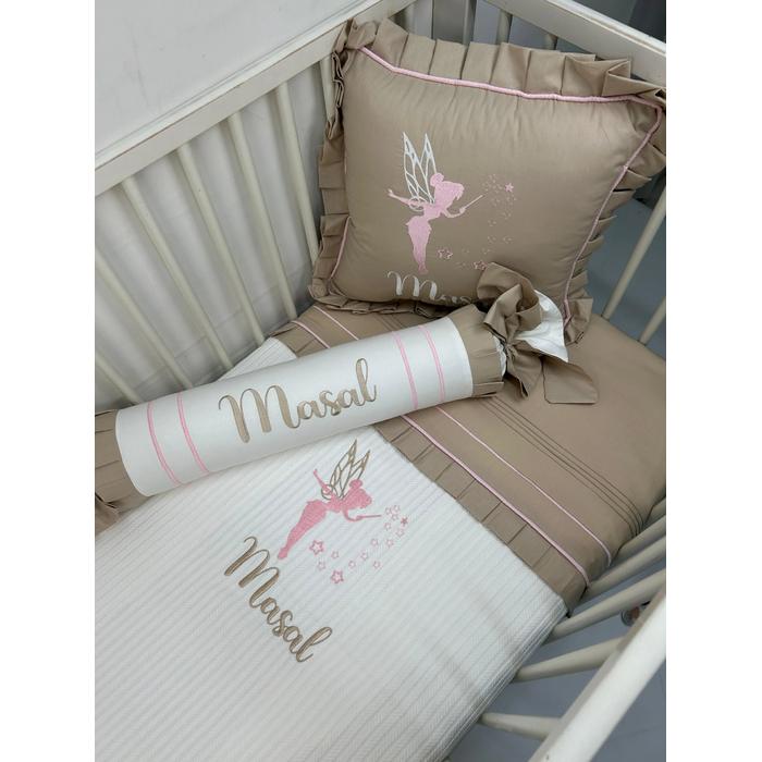 Pike takımı 5 parça beyaz örgü pike - bej poplin 3