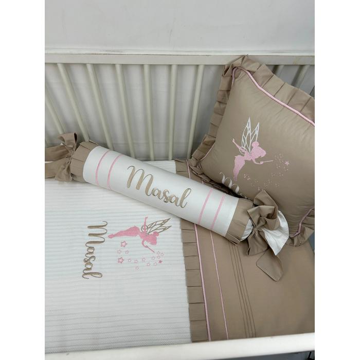 Pike takımı 5 parça beyaz örgü pike - bej poplin 3