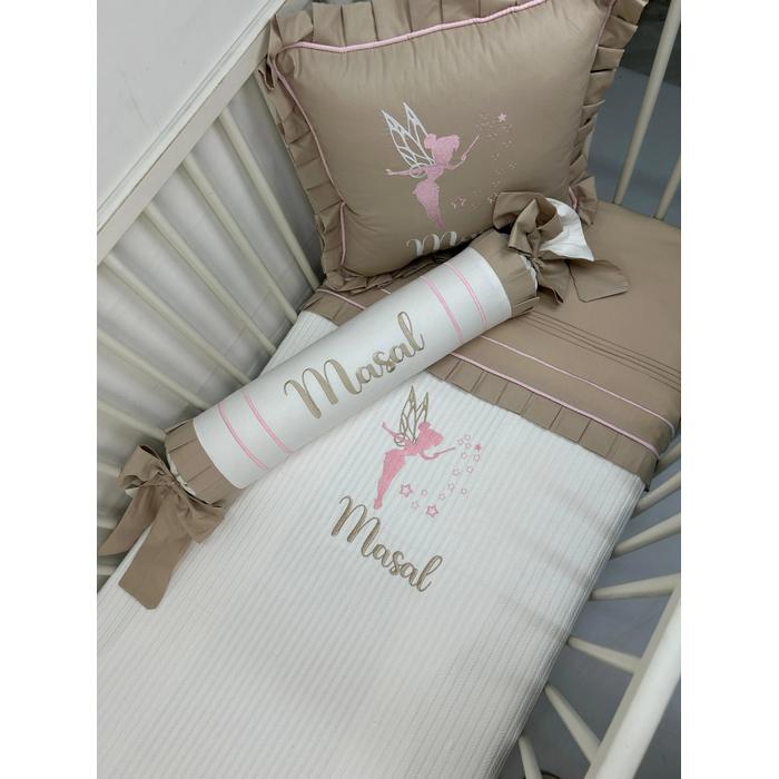 Pike takımı 5 parça beyaz örgü pike - bej poplin 3