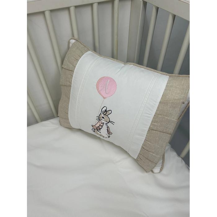 Pike takımı 5 parça beyaz örgü pike - bej isviçre keteni 3