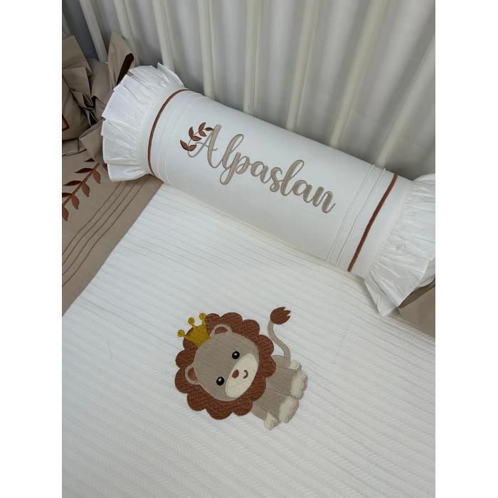 Pike takımı 5 parça beyaz örgü pike - bej poplin 4 