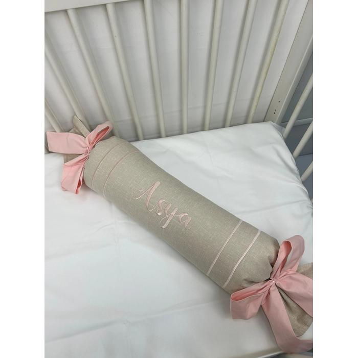 Pike takımı 5 parça beyaz örgü pike - bej isviçre keteni 3