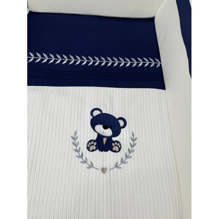 Pike takımı 5 parça beyaz örgü pike - lacivert poplin 1