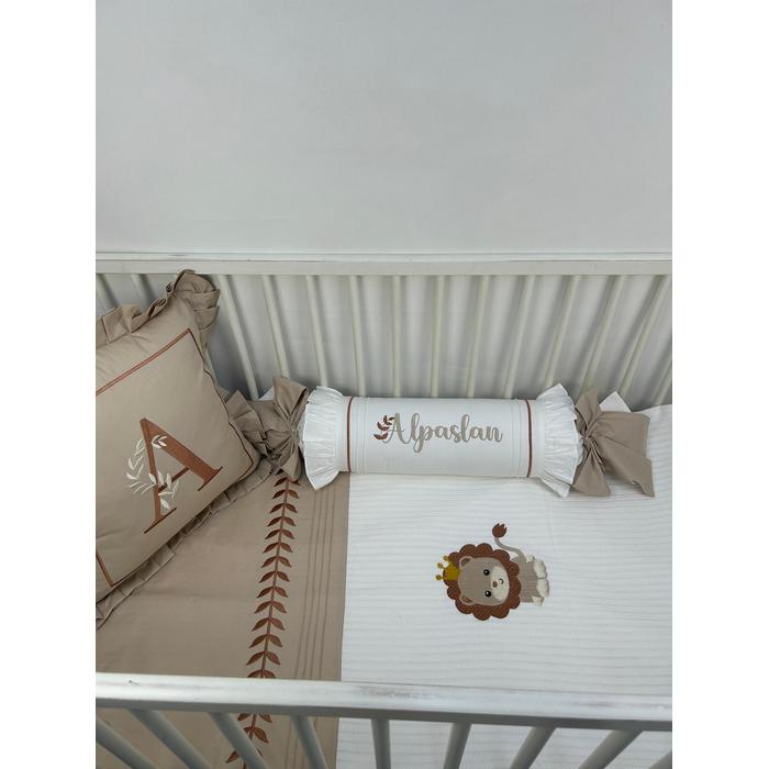 Pike takımı 5 parça beyaz örgü pike - bej poplin 4 