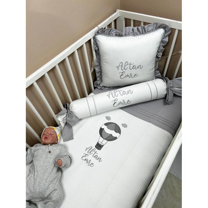 Pike takımı 5 parça beyaz waffle pike - gri poplin 2