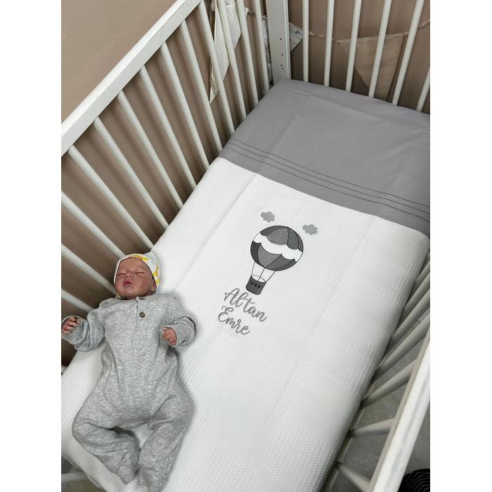 Pike takımı 5 parça beyaz waffle pike - gri poplin 2