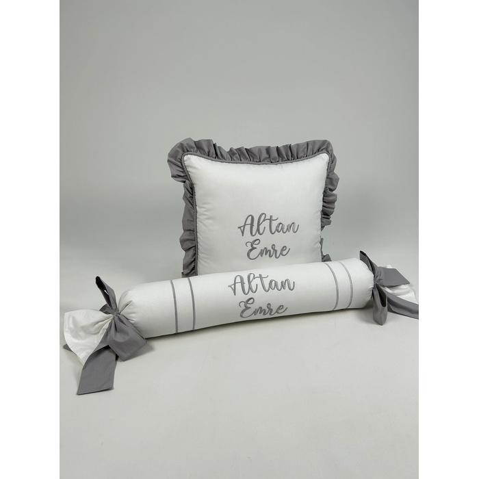 Pike takımı 5 parça beyaz waffle pike - gri poplin 2