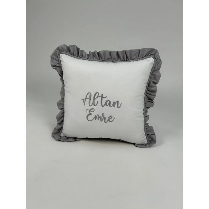 Nevresim takımı 5 parça beyaz poplin - gri poplin 2