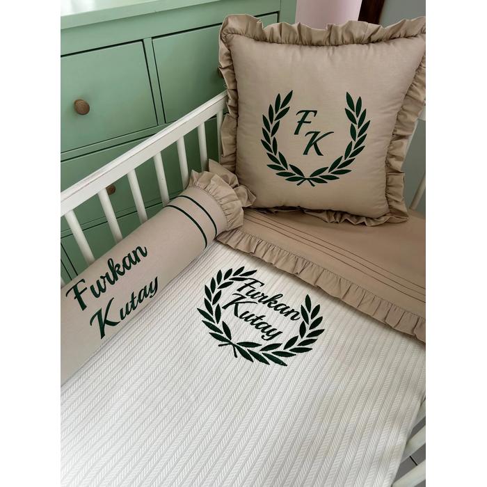 Pike takımı 5 parça krem örgü pike - bej poplin 2