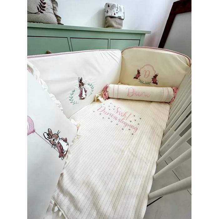 Pike takımı 5 parça krem örgü pike - krem poplin 3