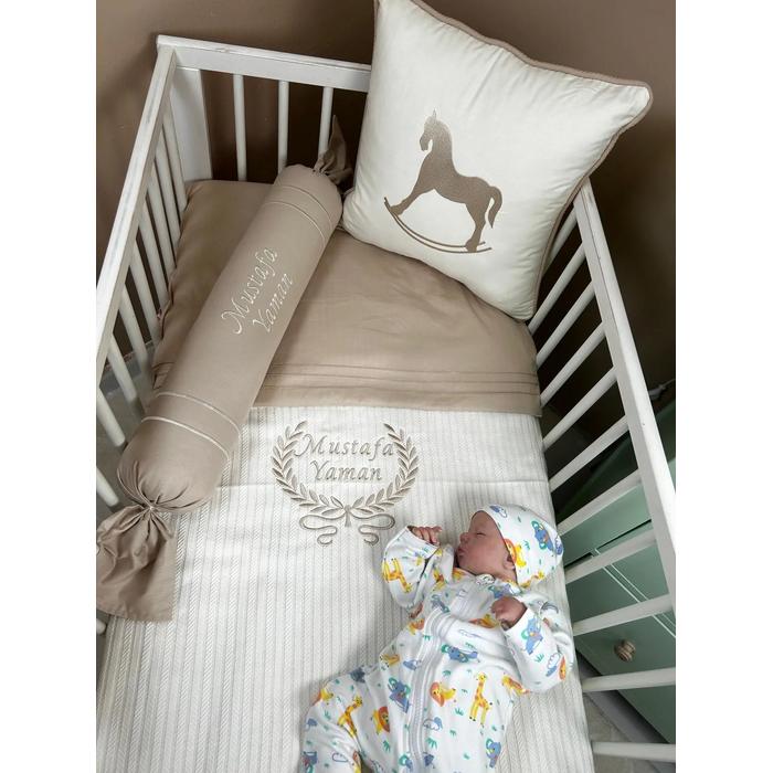 Pike takımı 5 parça krem örgü pike - bej poplin 4