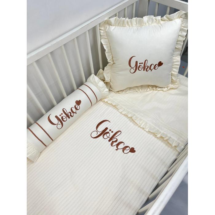 Pike takımı 5 parça krem örgü pike - krem poplin 6