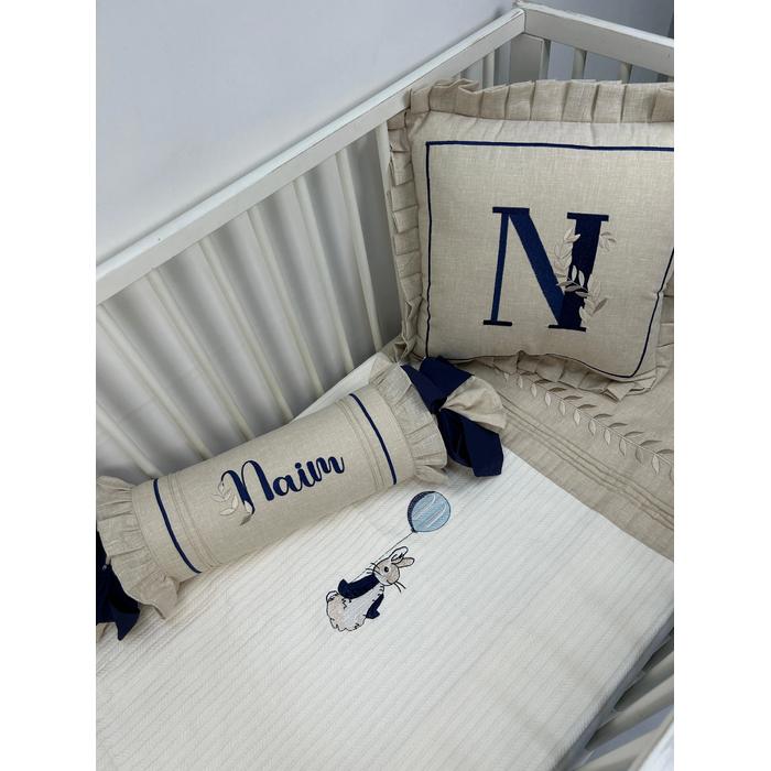 Pike takımı 5 parça krem örgü pike - bej isviçre keteni 7