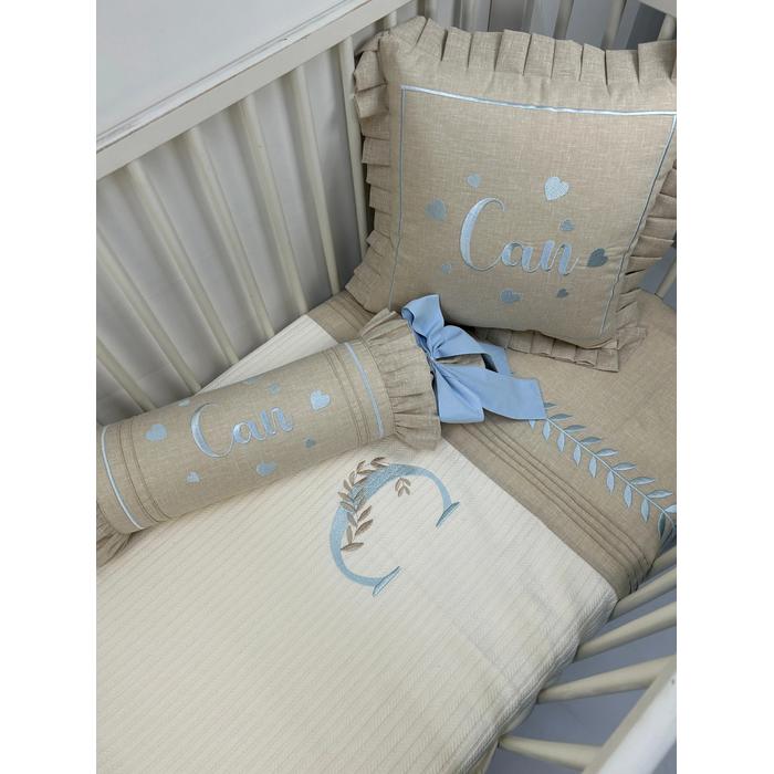 Pike takımı 5 parça krem örgü pike - bej isviçre keteni 13