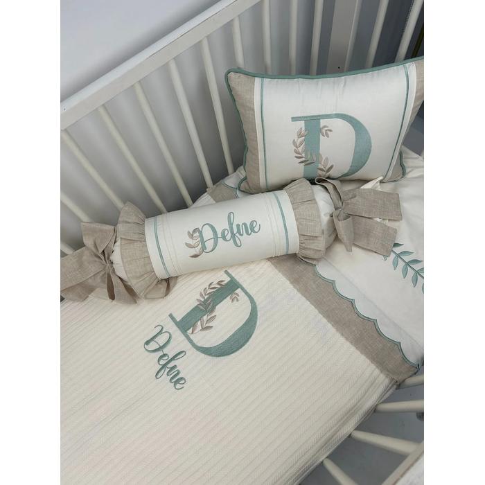 Pike takımı 5 parça krem örgü pike - bej isviçre keteni 15