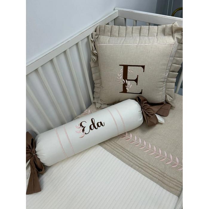 Pike takımı 5 parça krem örgü pike - bej isviçre keteni 17