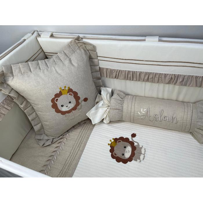 Pike takımı 5 parça krem örgü pike - bej isviçre keteni 18