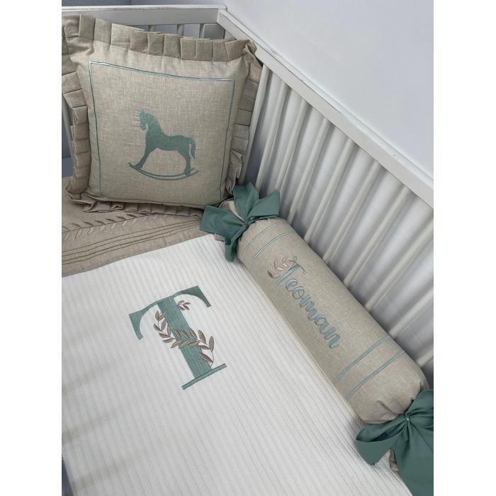 Pike takımı 5 parça krem örgü pike - bej isviçre keteni 21