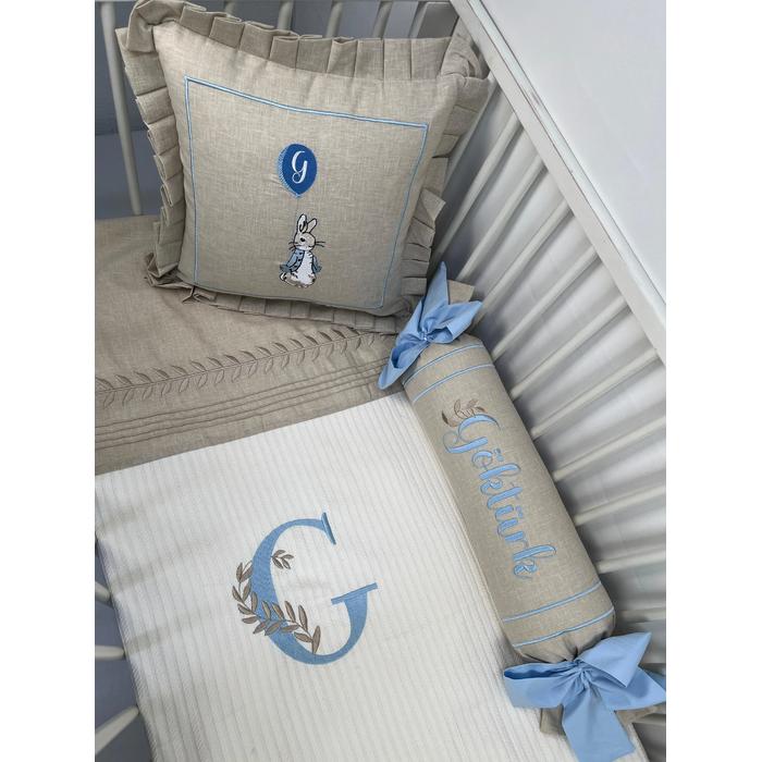 Pike takımı 5 parça krem örgü pike - bej isviçre keteni 22