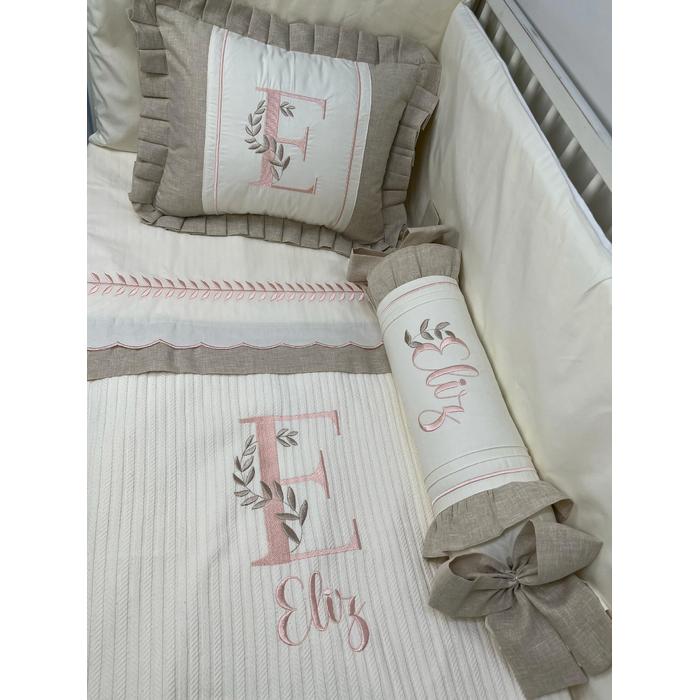 Pike takımı 5 parça krem örgü pike - bej isviçre keteni 23