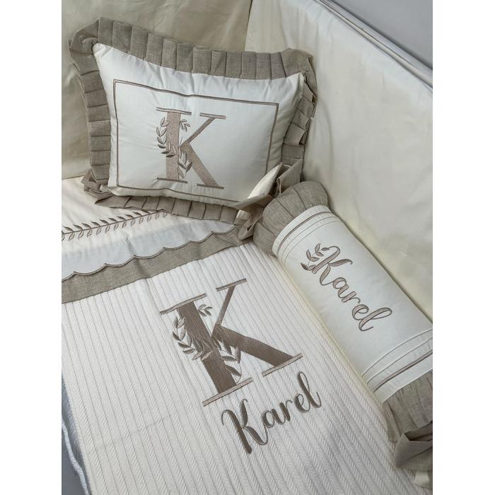 Pike takımı 5 parça krem örgü pike - bej isviçre keteni 24